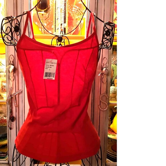 Vintage Betsey Johnson Y2K Marilyn Monroe Wink Christmas Santa Hat Tank Top L - Picture 2 of 8